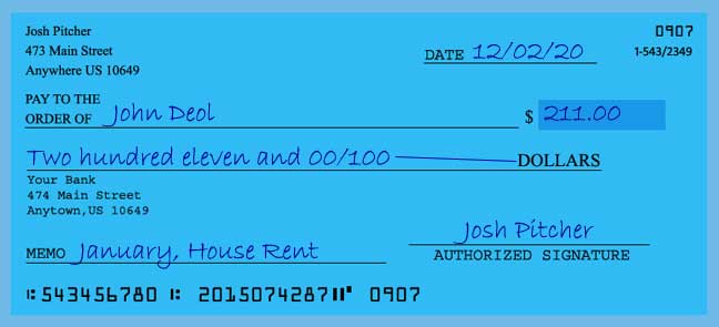 How to write a check for 211 dollars
