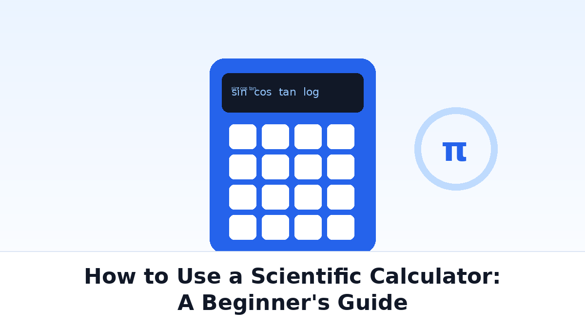 Scientific calculator illustration with function buttons and pi symbol