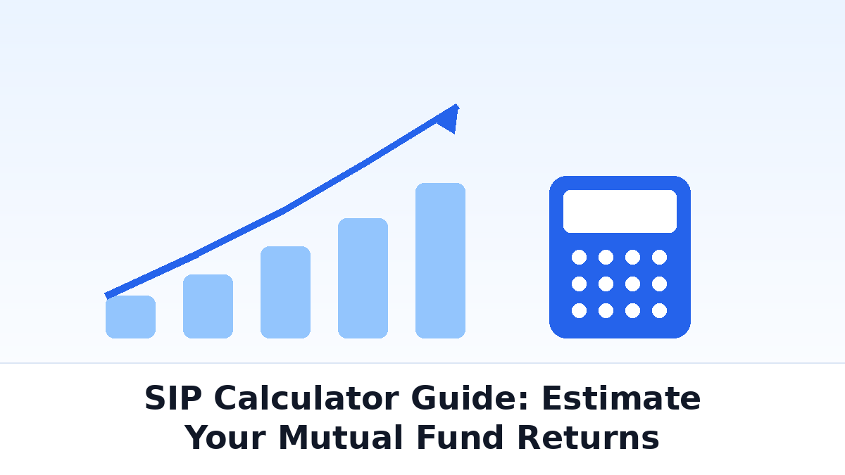 SIP calculator illustration with growth chart and coin stacks