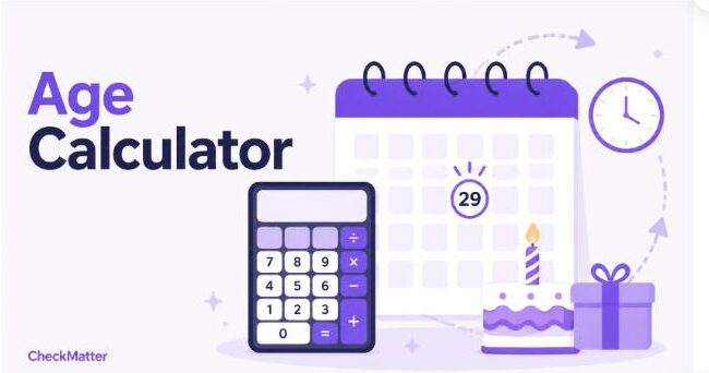 Age calculator illustration with calendar and leap year concept