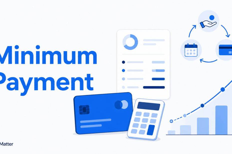 Illustration representing a credit card minimum payment and its impact on total interest cost