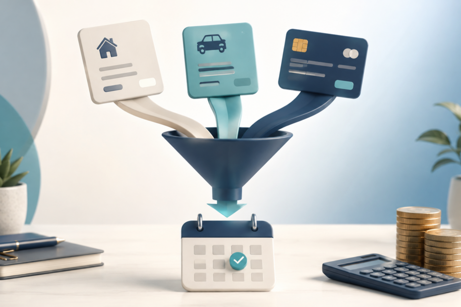 Several debt payments combining into one monthly EMI