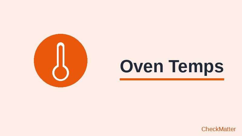Oven temperature conversion chart for Fahrenheit, Celsius and Gas Mark