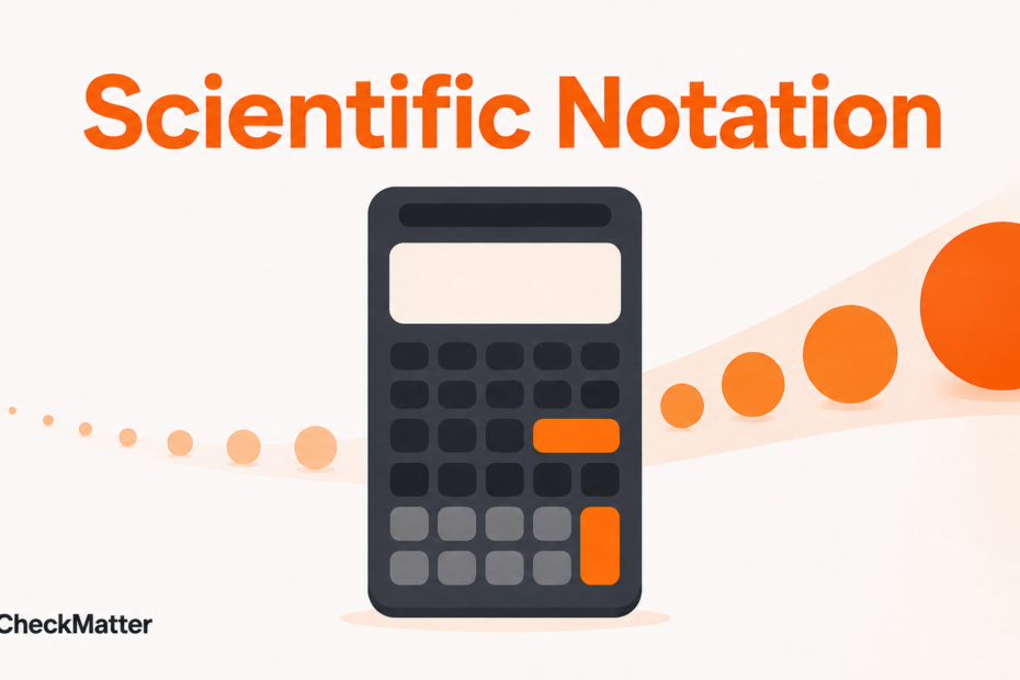 Scientific notation calculator showing E, EXP, and negative exponents